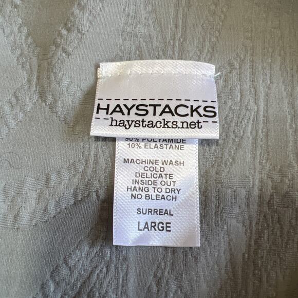 Haystacks Top Quilted Surreal Textured Women’s Large Blue Grey 3/4 Sleeve 3D - Picture 4 of 8